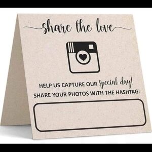 Wedding Hashtag Signs 5x5 Folded Set of 10 Stationary Placement Table Cards